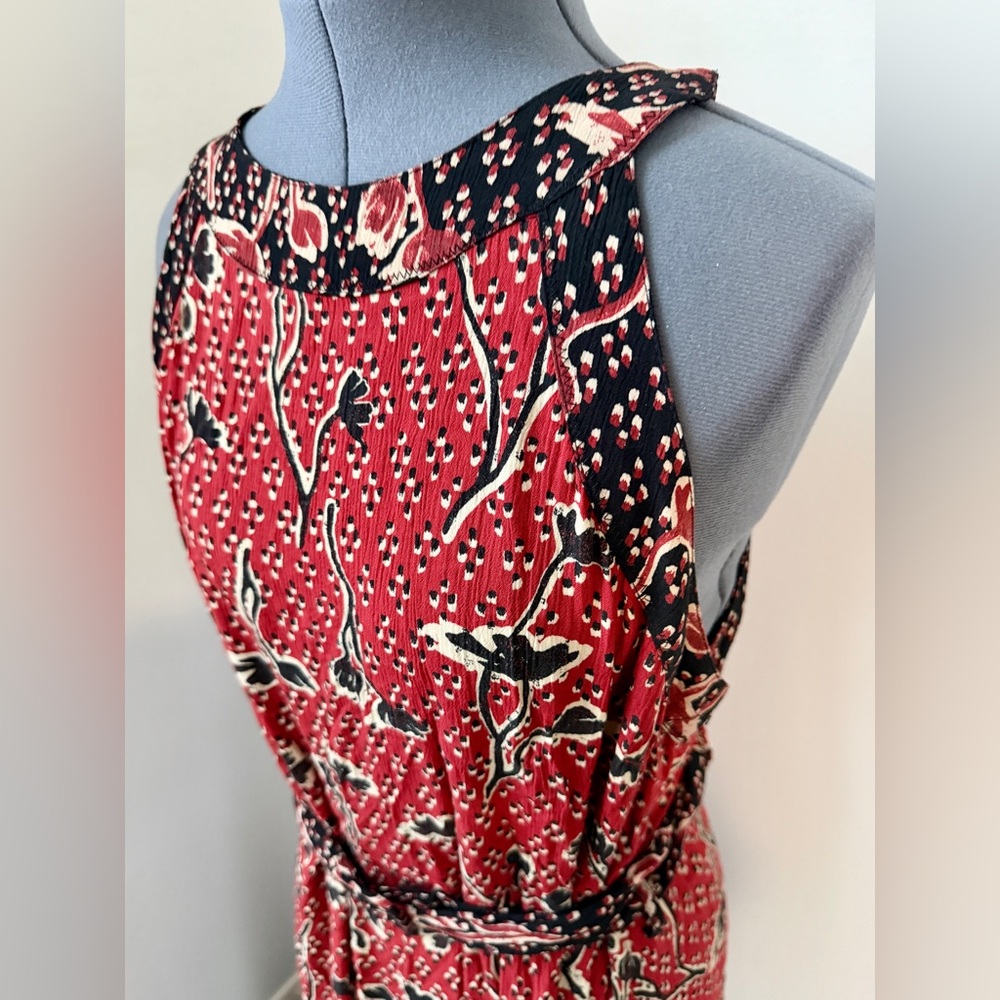 Fat Face Size 12 Red Floral Boho Belted Maxi Sleeveless Dress - Picture 5 of 12